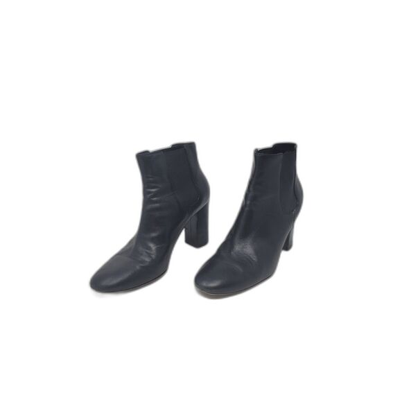 M. Gemi Black Leather Ankle Elastic Slip on Boots - Picture 5 of 12